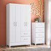 Combo para Quarto Infantil Guarda-Roupa e Cômoda Mobi branco / rosa