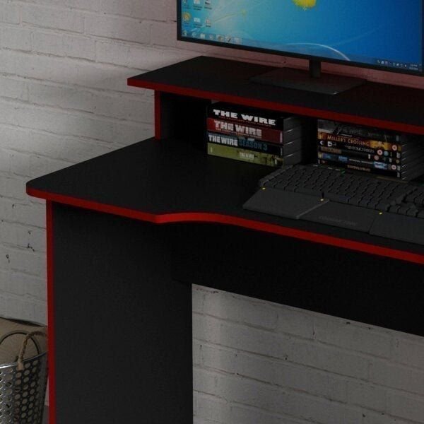 Mesa Gamer Escrivaninha com Porta CPU Tecno Mobili Preto/Vermelho