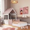 Cama Montessoriana Casinha com Colchão Incluso Branco/Rosa Milkshake