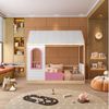 Cama Montessoriana Casinha com Led e Janela New Garden Casatema Rosa/Natural