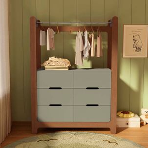 Guarda-roupa Closet Infantil com 6 Gavetas e Cabideiro 100% Mdf Olívia Verti/ Castanho