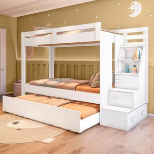 Beliche Infantil Juvenil com Cama Auxiliar Moon Branco