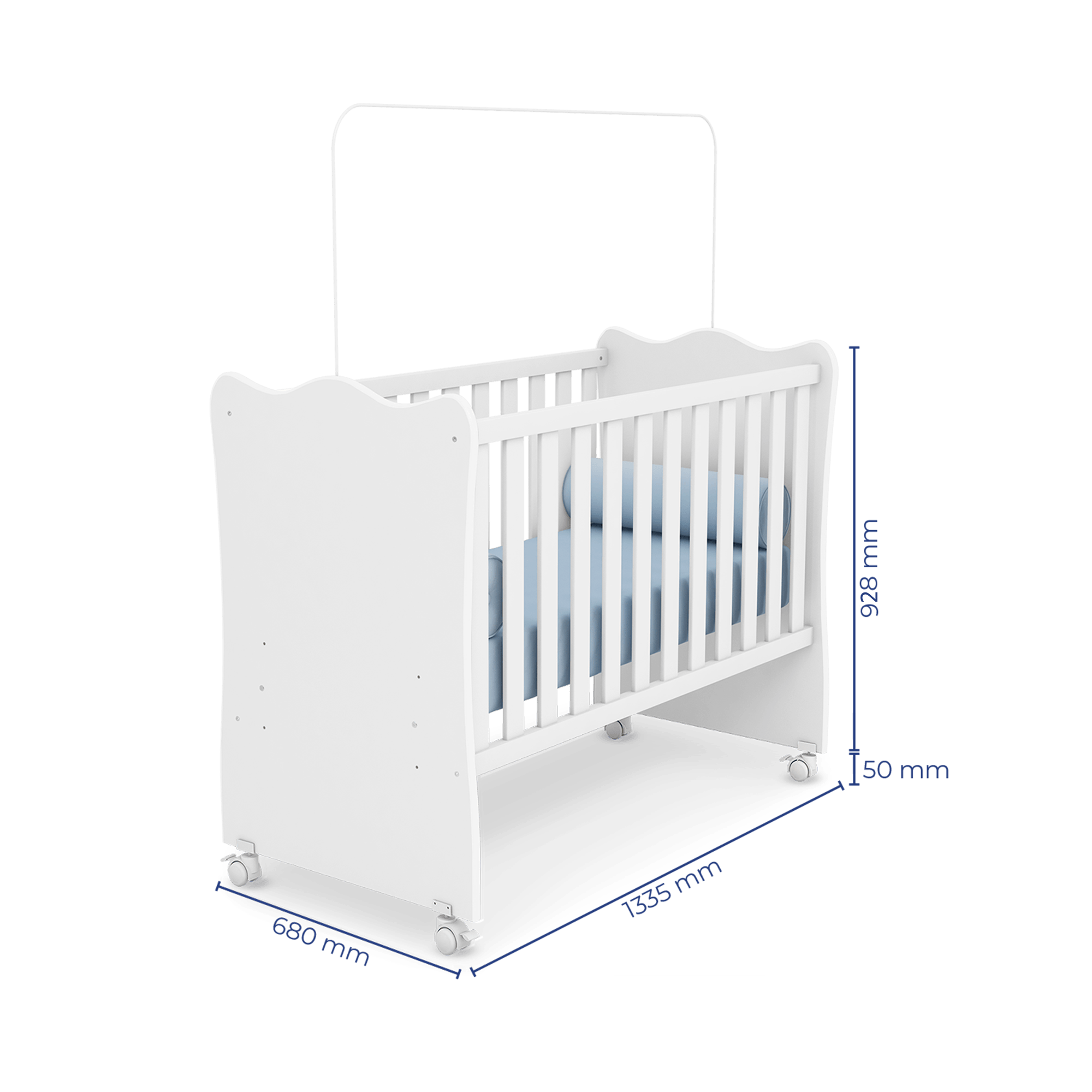 Encontraproduto.com.br - Berço Qmovi Doce Sonho C/ Rodízios Branco