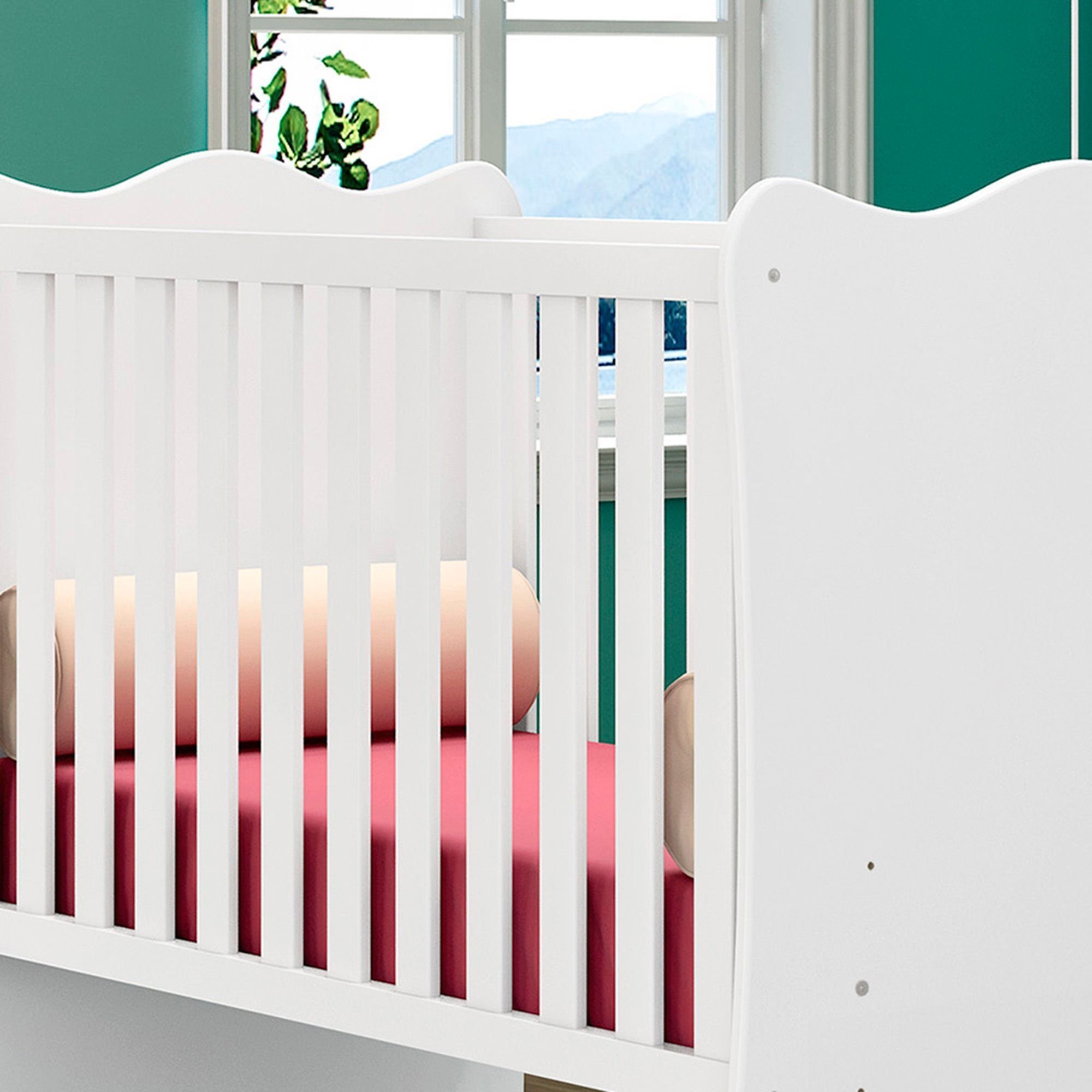 Encontraproduto.com.br - Berço Qmovi Doce Sonho C/ Rodízios Branco