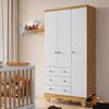 Guarda Roupa Infantil 3 Portas 3 Gavetas 92cm Levy Espresso Móveis Amêndoa/Branco Brilho