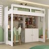 Cama Alta Infantil Juvenil 2 Portas com Escrivaninha Multifuncional Zwork Yescasa Branco/Nogal