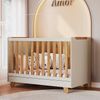 Berço Minicama 4 em 1 Americano 100% Mdf Levy Espresso Móveis OFF-WHITE/AMÊNDOA