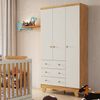 Guarda-roupa Infantil 3 Portas 3 Gavetas 92cm Levy Espresso Móveis Amendoa/ Off White