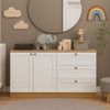 Quarto Infantil com Cômoda 3 Gavetas e Armário 2 Portas Provençais 100% Mdf Infinity Savana/Branco