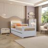 Bicama Solteiro Infantil Reversível Led com Rattan Grade em Palito Wave Casatema Branco