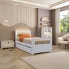 Bicama Solteiro Juvenil Reversível em Led com Rattan, Peseira Palito Wave Casatema Branco
