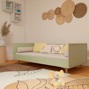 Cama Sofá Infantil em MDF Zen Moderna Verde