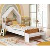 Cama Infantil com Cabeceira Casinha e Banco Lola 100% Mdf Espresso Móveis Branco Brilho/Branco Brilho/Amêndoa