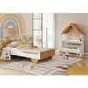 Quarto Infantil com Cama Mesa Casinha e Banco Olívia 100% MDF Espresso Móveis Branco Brilho/Amêndoa