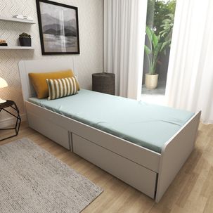 Cama Solteiro 2 Gavetões Santonini Branco