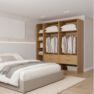 Guarda-roupa Modulado 3 Peças sem Portas Jade CabeCasa MadeiraOriginals Avelã