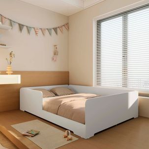 Cama Infantil de Casal Montessoriana em 100% Mdf Premium Mark Branco TX