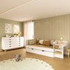 Quarto Infantil Cama de Solteiro 3 em 1 e Cômoda 10 Gavetas em MDF Premium Helena e Alice Branco/ Louro Freijó Grann