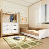 Quarto Infantil Completo Guarda-Roupa Closet e Cama Solteiro Montessoriana Olivia e Mark Branco/ Louro Freijó Grann