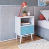 Mesa de Cabeceira Infantil 1 Gaveta Quarto Branco/Azul