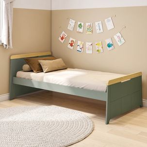 Cama Solteiro com Led Petit Casatema Verde/Mel
