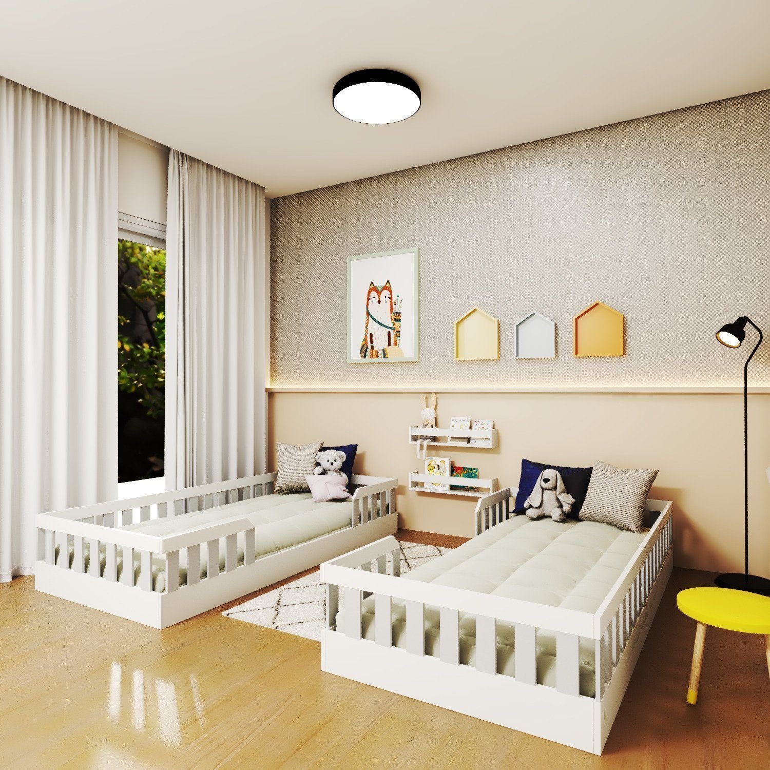 Conjunto com 2 Camas Infantil Montessoriana Solteiro Cori Yescasa ...
