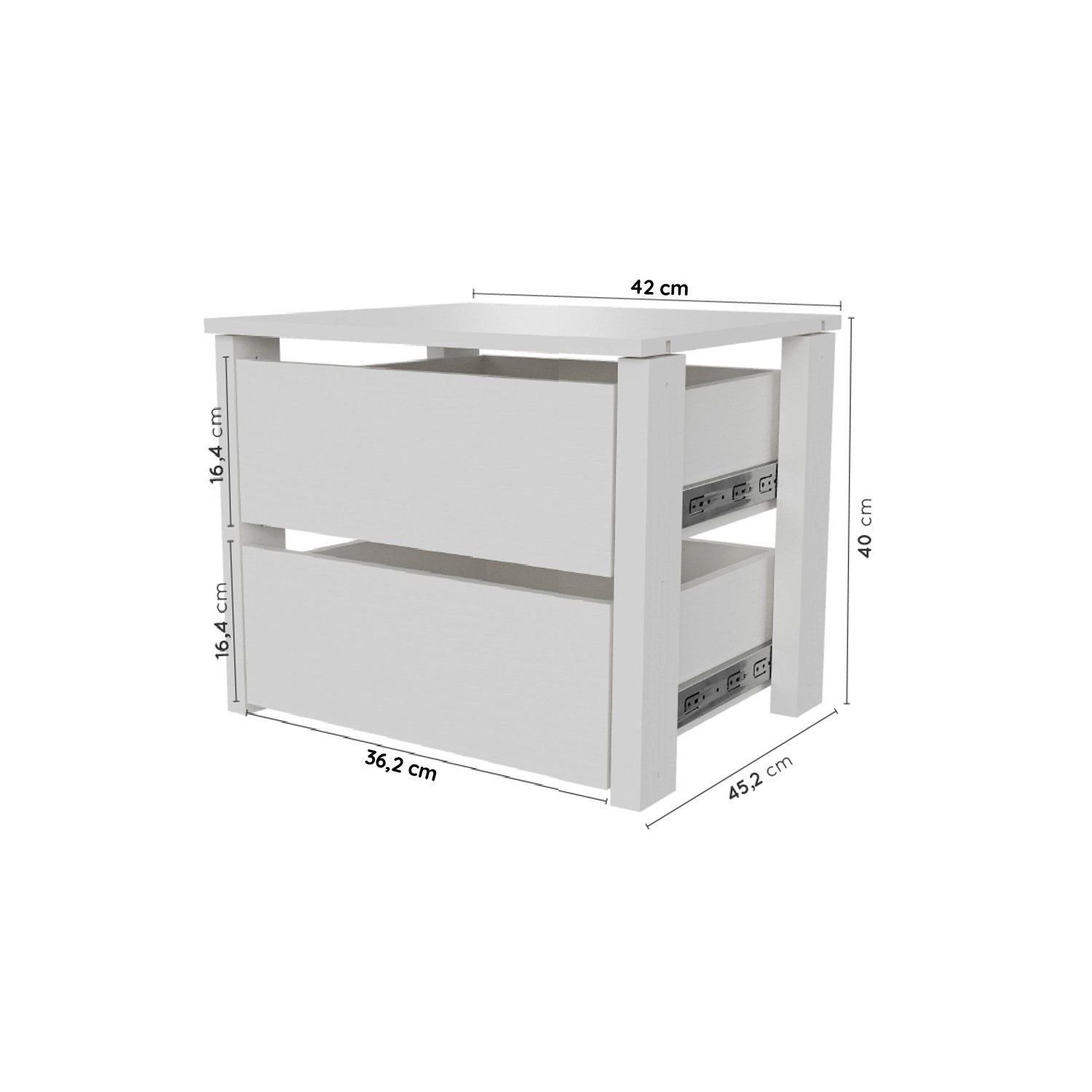 Encontraproduto.com.br - Kit Gaveteiro 42cm Hera CabeCasa MadeiraOriginals Branco