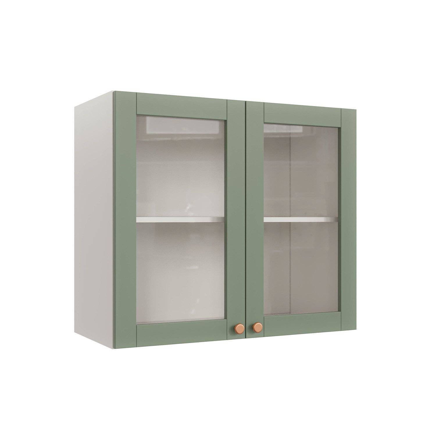 Armário Aéreo 2 Portas 80cm com Porta de Vidro Arizona CabeCasa MadeiraOriginals Branco/Menta