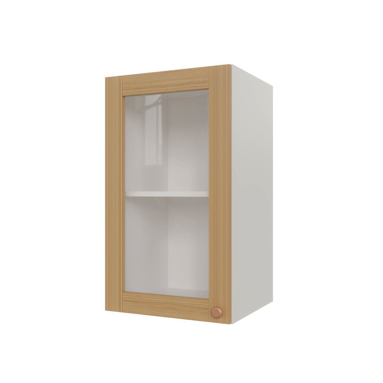 Armário Aéreo 1 Portas 40cm com Porta de Vidro Arizona CabeCasa MadeiraOriginals Branco/Figueira