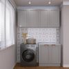 Lavanderia Modulada 3 Peças sem Tampo 2 Armários Aéreos 4 Portas 1 Balcão CabeCasa MadeiraOriginals Cinza/Branco