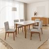 Conjunto Mesa de Jantar Tangará 180cm e 6 Cadeiras Estofadas Tiê Maxx CabeCasa MadeiraOriginals Caramelo/Bege Claro