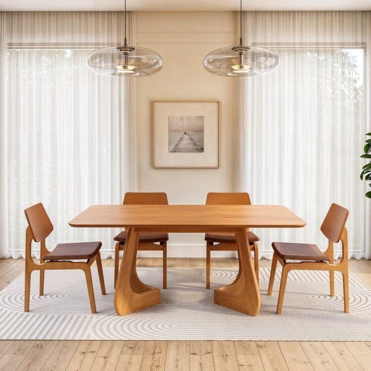 Kit Mesa de Jantar Paineira 180cm e 4 Cadeiras Jandaia CabeCasa MadeiraOriginals Caramelo/Amêndoa