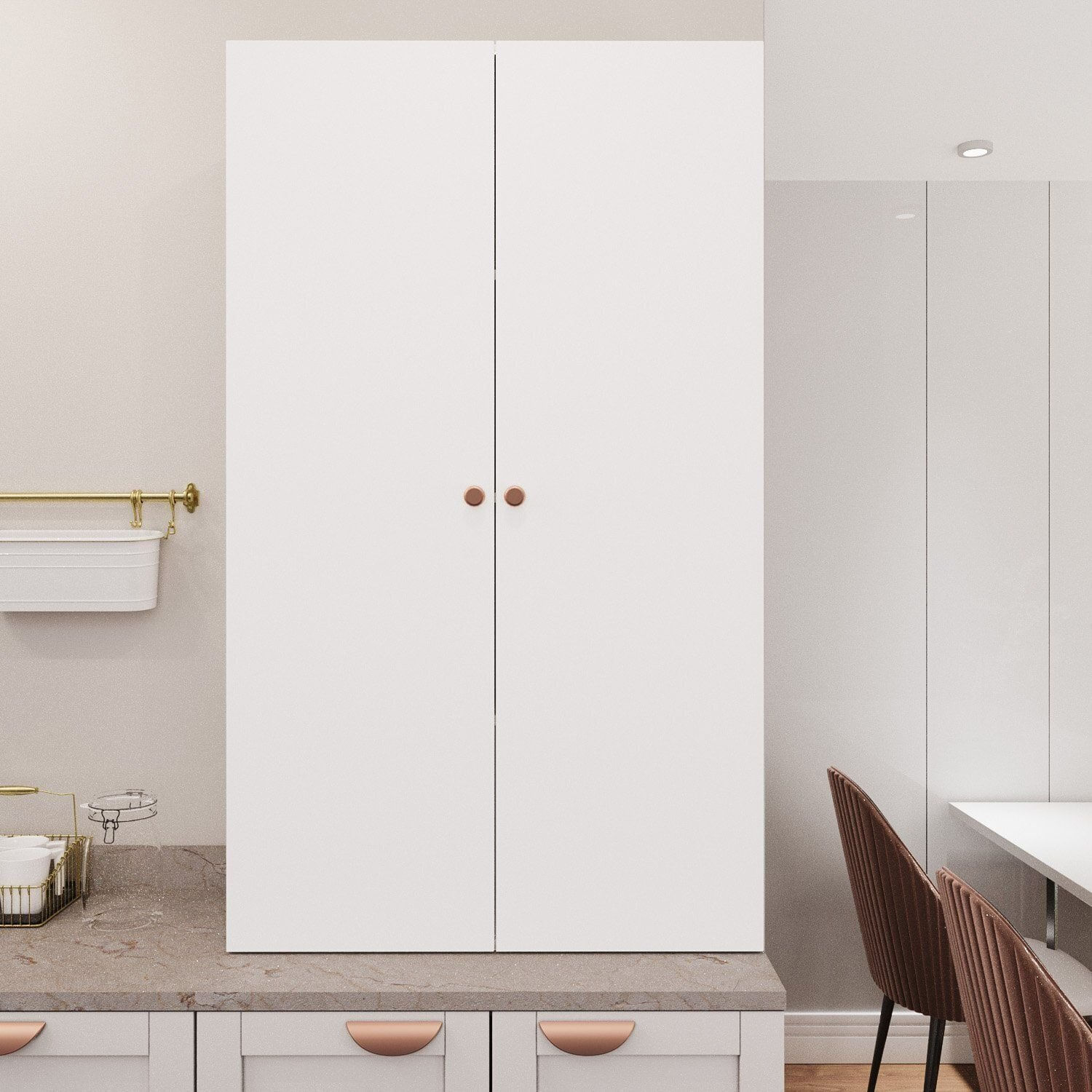 Armário Alto Aéreo 2 Portas 135cm Arizona CabeCasa MadeiraOriginals Branco/Cobre Branco/Cobre