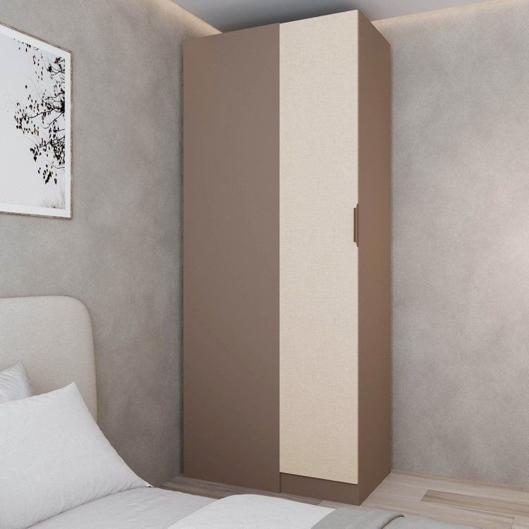 Guarda Roupa Modulado 100% Mdf de Canto Linear Orion Cabecasa Madeiraoriginals Mocha/Linho