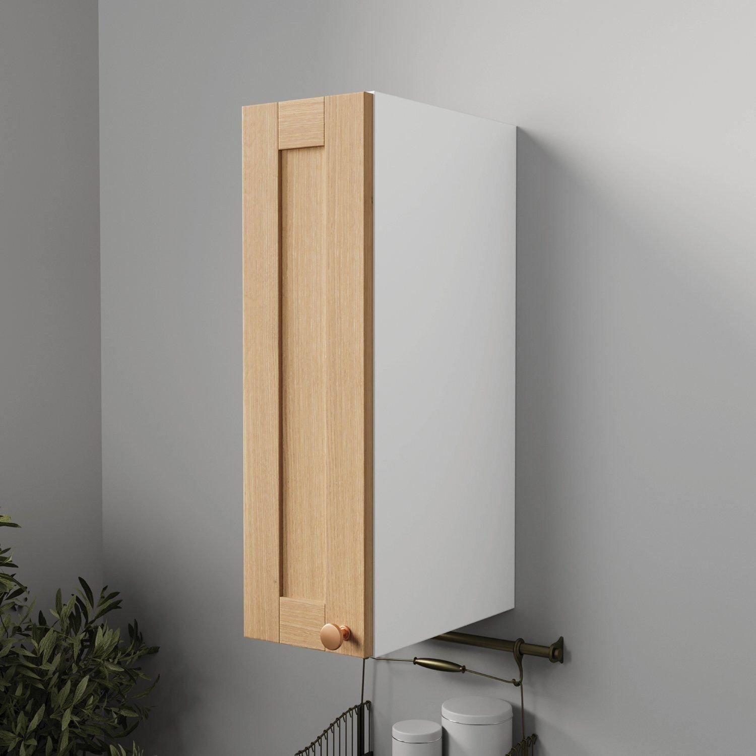 Armário Aéreo 1 Porta 20cm Arizona CabeCasa MadeiraOriginals Marrom/Figueira/Branco Figueira/Branco