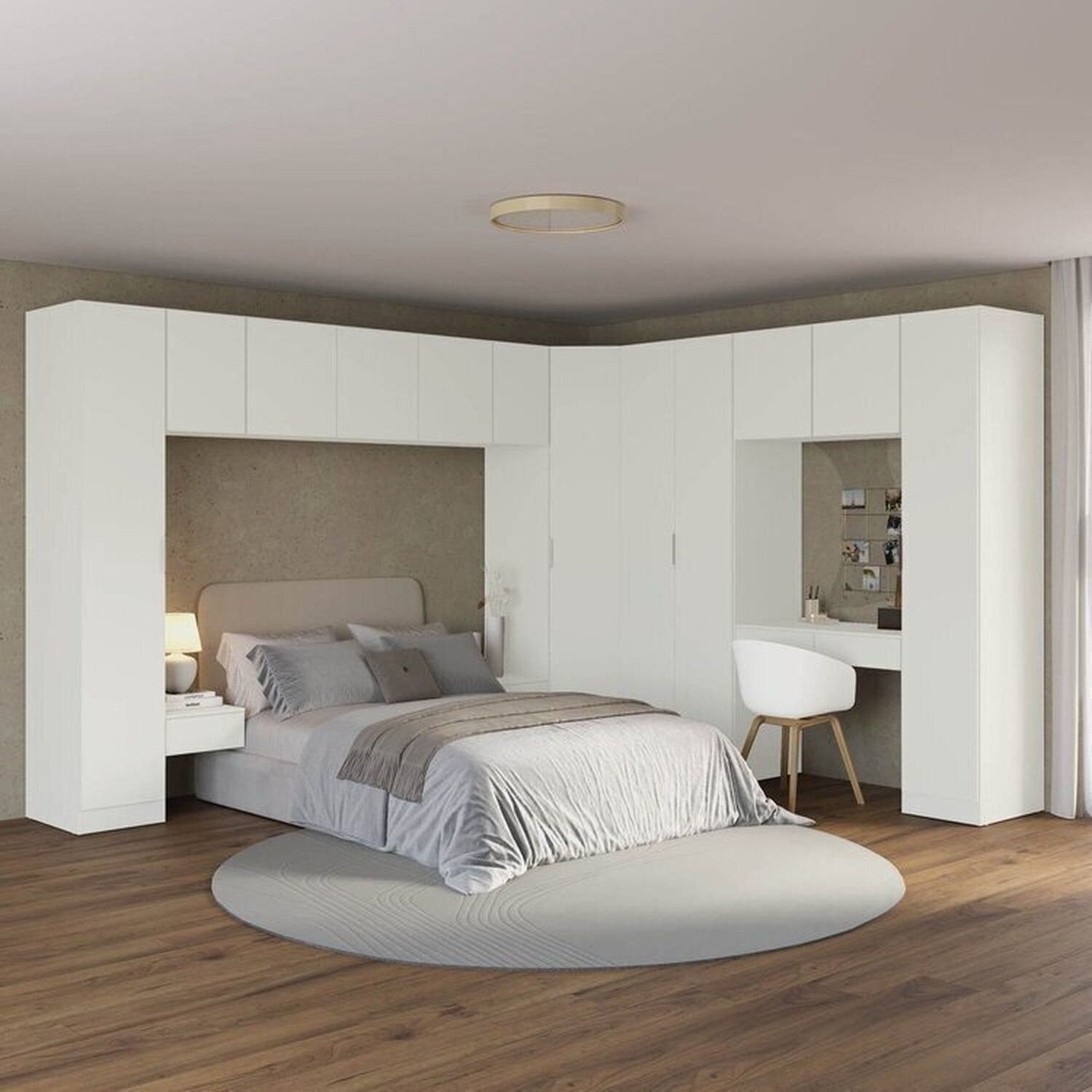 Guarda-roupa Modulado de Canto Obliquo 11 Peças com 12 Portas Orion CabeCasa MadeiraOriginals Aveia