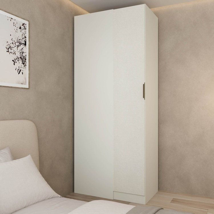 Guarda Roupa Modulado 100% Mdf de Canto Linear Orion Cabecasa Madeiraoriginals Aveia/Linho