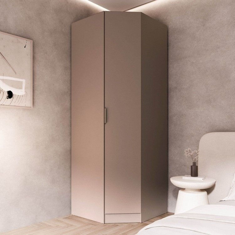 Guarda Roupa Modulado 100% Mdf de Canto Oblíquo Orion Cabecasa Madeiraoriginals Mocha