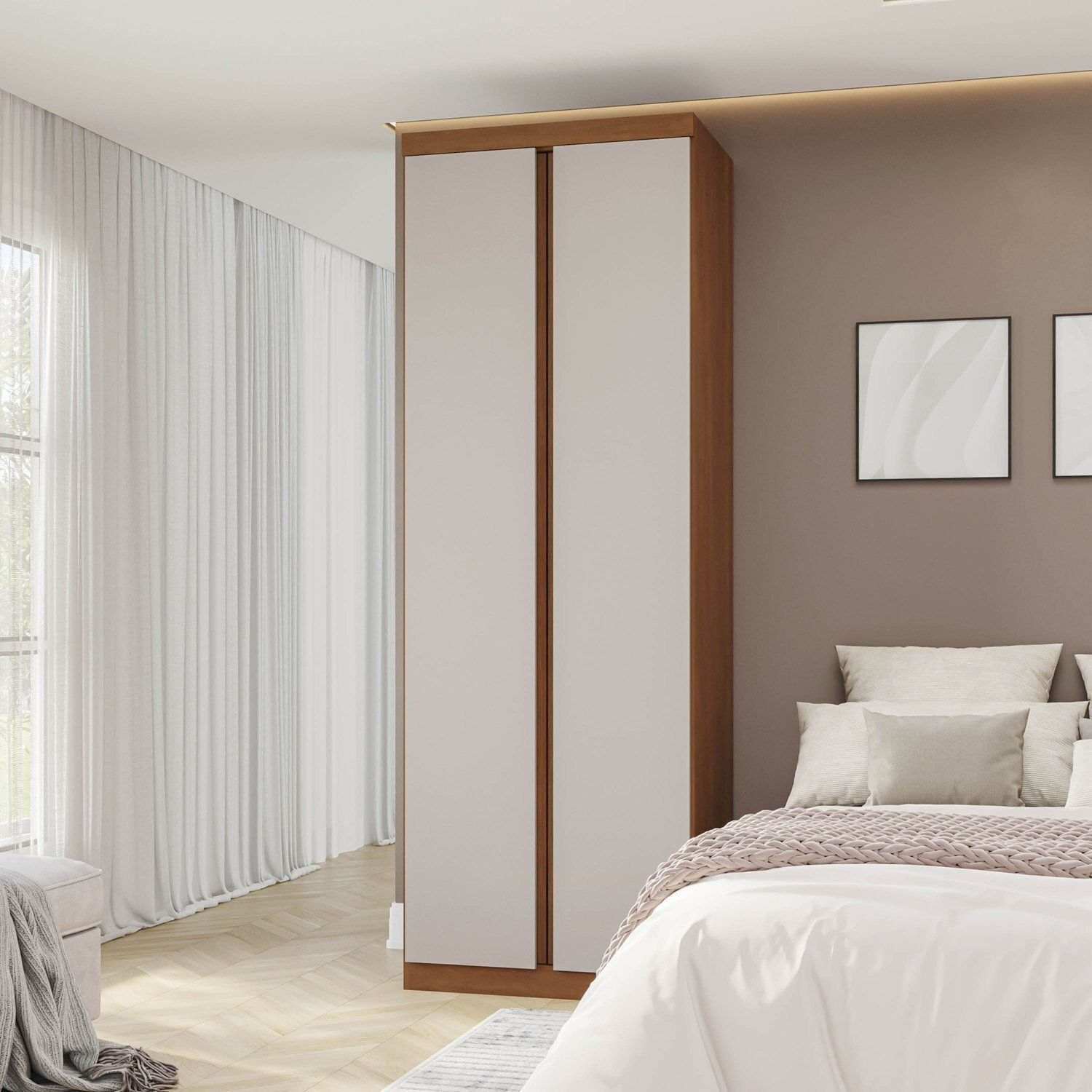 Guarda-roupa Modular 79cm 2 Portas e Prateleiras Arani CabeCasa MadeiraOriginals Cinamomo/Off White