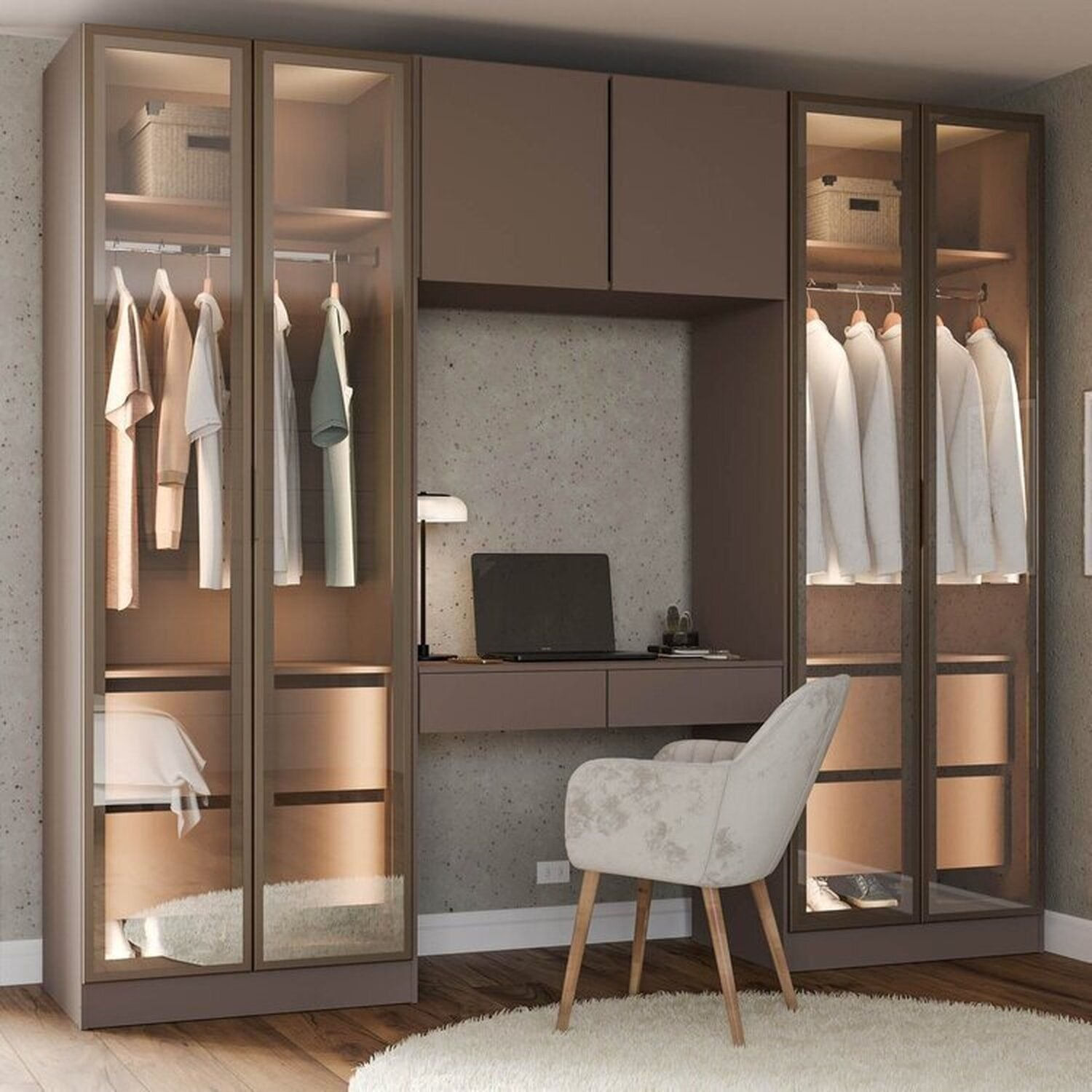 Guarda-Roupa Modulado 4 Peças com 6 Portas Orion CabeCasa MadeiraOriginals Mocha/Reflecta