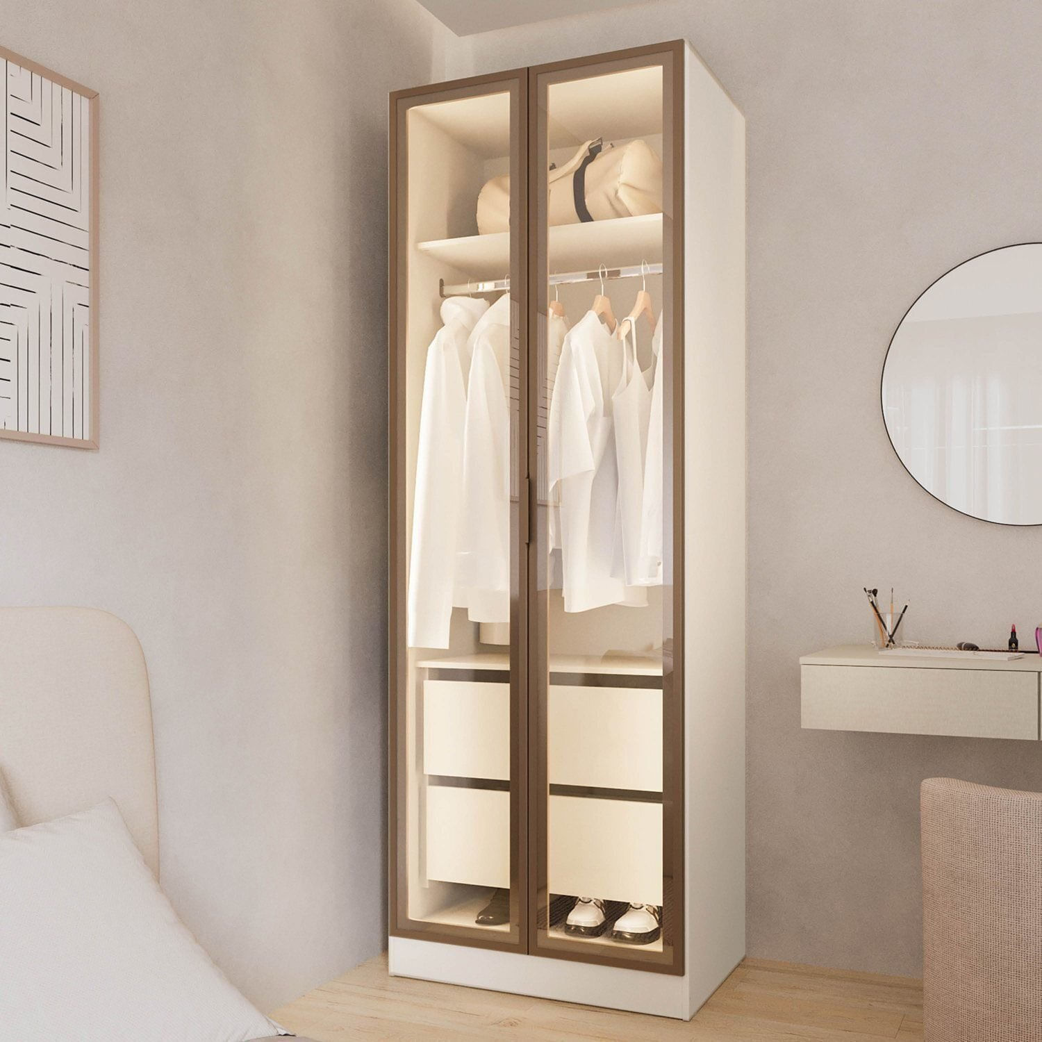 Guarda Roupa Modulado 100% Mdf 2 Portas Reflecta Orion Cabecasa Madeiraoriginals Aveia