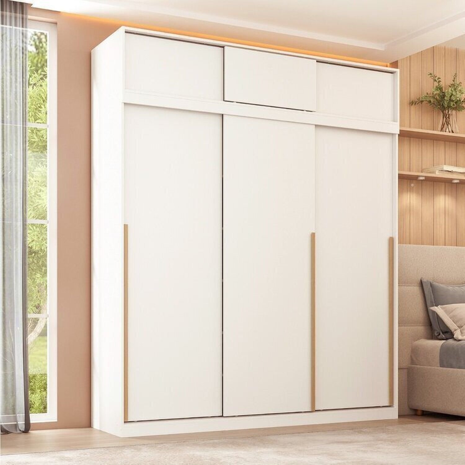 Guarda-roupa Modular 2 Peças 6 Portas de Correr Jade CabeCasa MadeiraOriginals Branco Fosco
