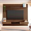 Painel Ripado para TV até 85 Polegadas 100% MDF 230,5cmx250cm Nicho Aloe CabeCasa MadeiraOriginals Marrom Cedro Cedro