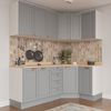 Cozinha Modulada 6 Peças com Tampo 3 Aéreos 6 Portas 3 Balcões Arizona CabeCasa MadeiraMadeira Branco/Cinza