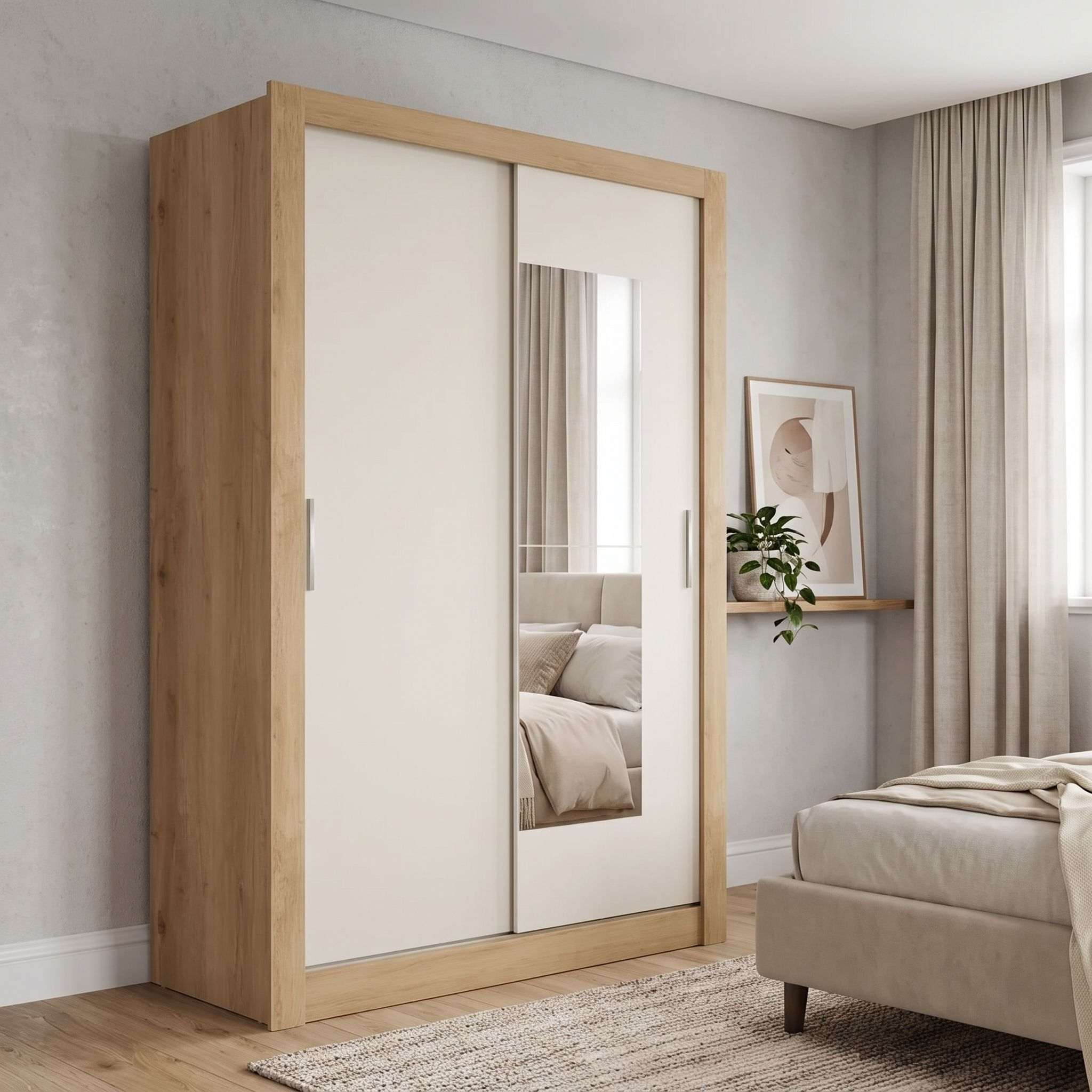 Guarda-Roupa 2 Portas de Correr Linha City Capuccino/Menta/Off White