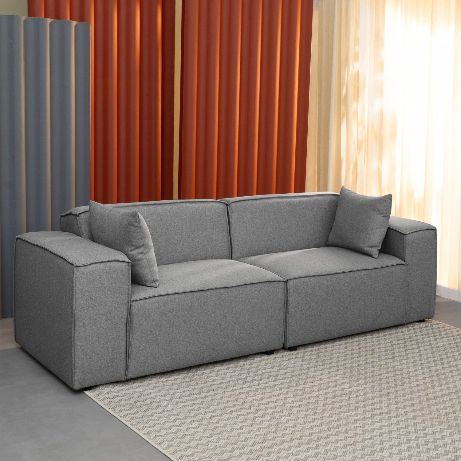 Sofá 2 Lugares 220cm Baobá CabeCasa MadeiraOriginals Linho Silver