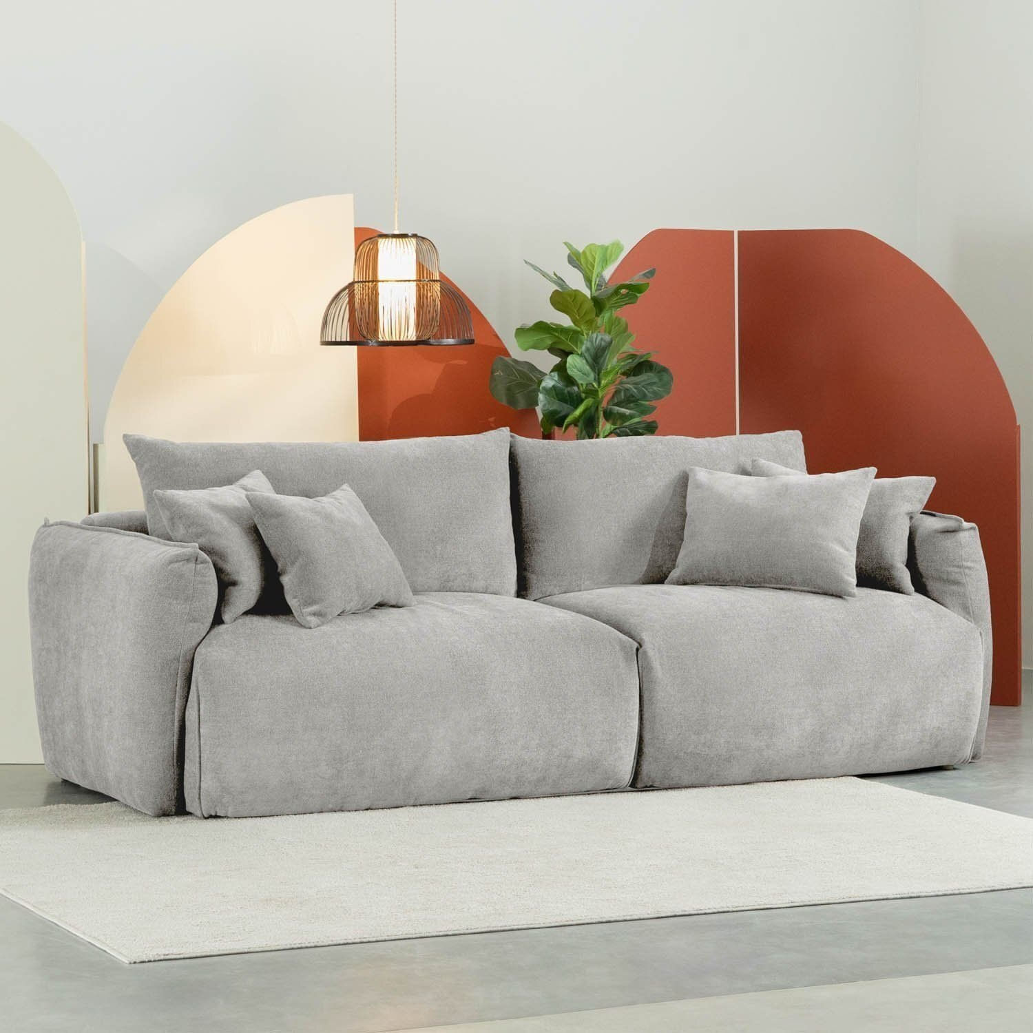 Sofá 2 Lugares 200cm Comfy CabeCasa MadeiraOriginals Cinza Mescla