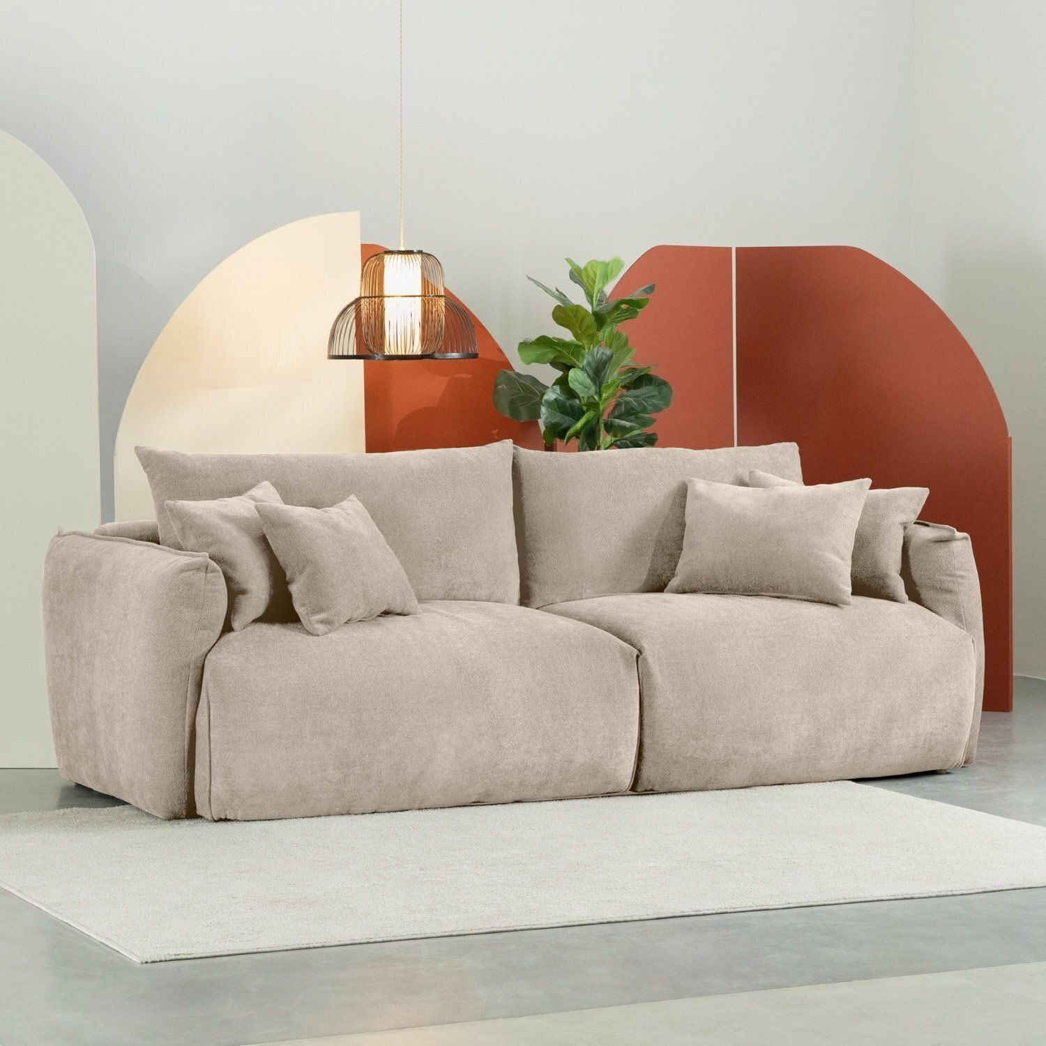 Sofá 2 Lugares 220cm Comfy CabeCasa MadeiraOriginals Bege Claro