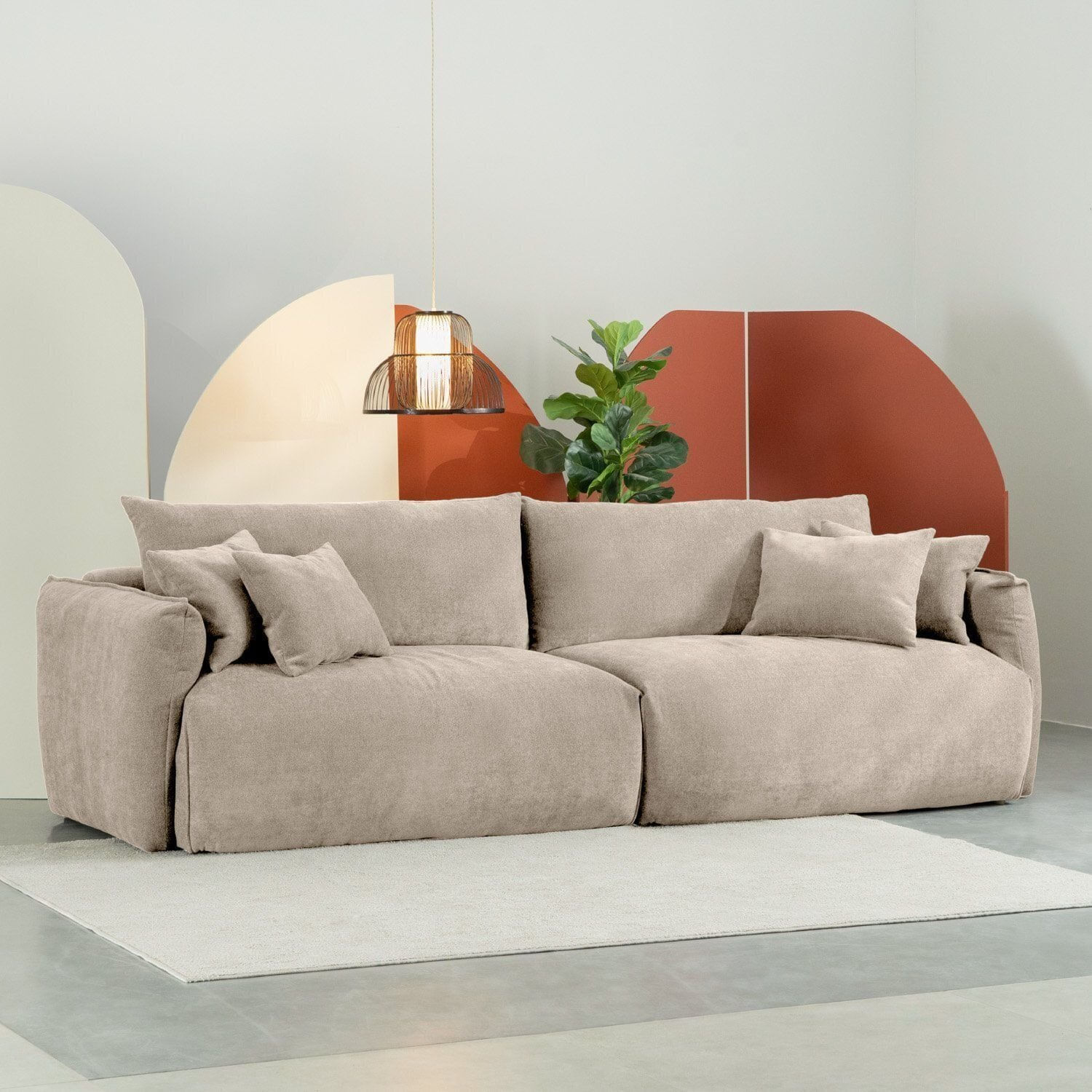Sofá 2 Lugares 260cm Comfy CabeCasa MadeiraOriginals Bege Claro