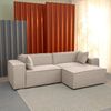 Conjunto Sofá 260cm e Puff 100cm Baobá CabeCasa MadeiraOriginals Bege Linho Avelã Linho Avelã